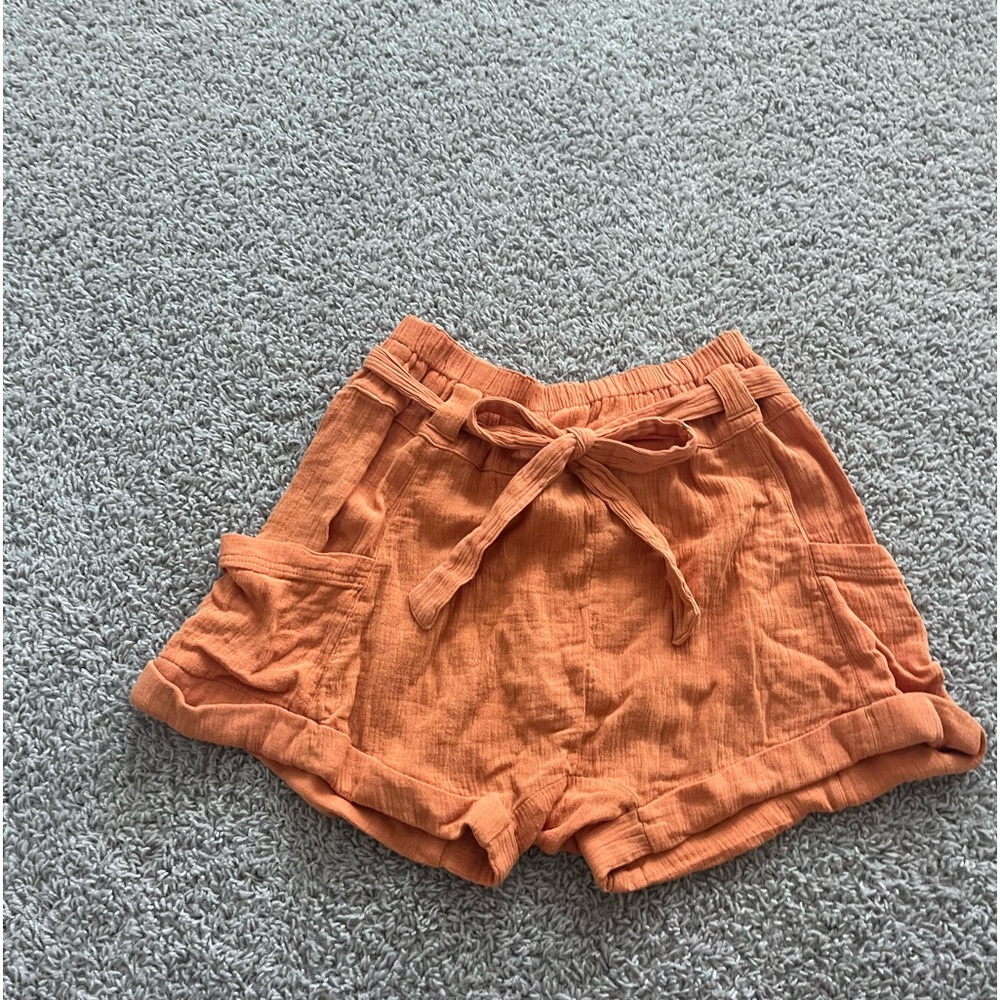 orange linen shorts
